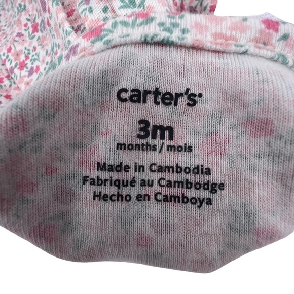 NWT Carter's Pink Purple Floral Print Flutter Sleeve Dress Size 3 Mth Baby Girl - Picture 2 of 9